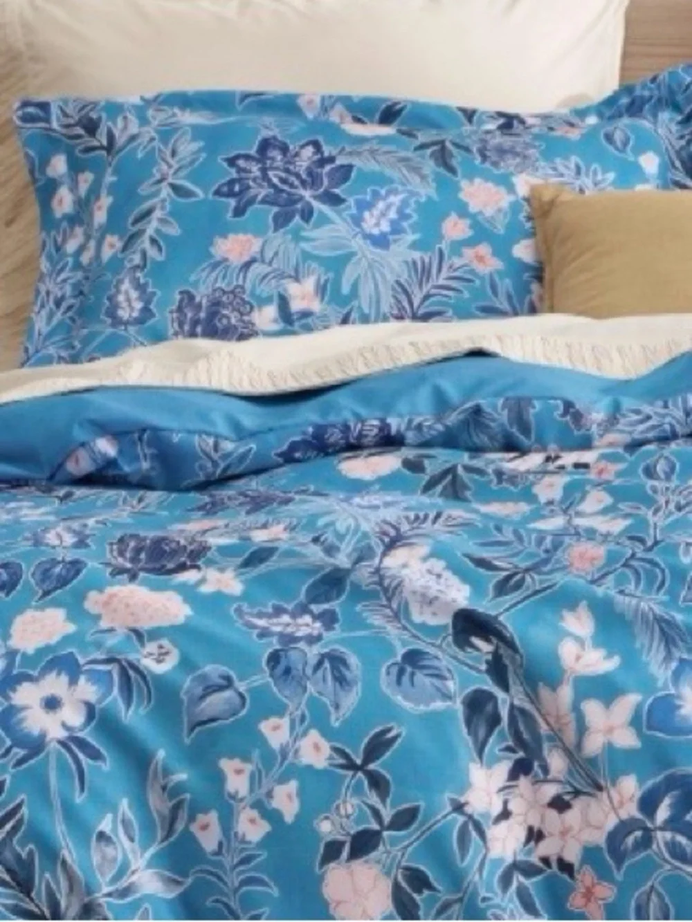 QUEEN Floral Duvet 3Pc Set 100% Polyester Microfiber - BLUE ELEGANCE